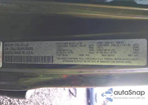 2023 Jeep Gladiator Rubicon 4X4 z USA, uszkodzony, nr VIN 1C6JJTBG6PL554026